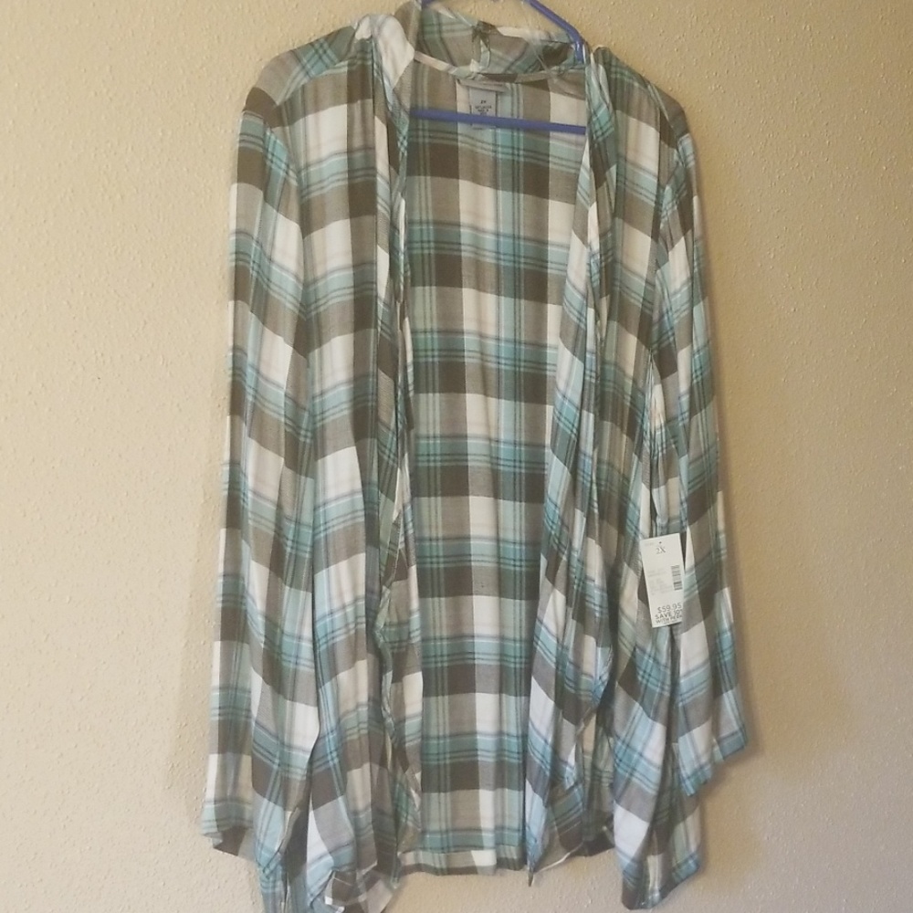 NWT Catherine's cascade plaid cardigan size 2x